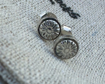 Handmade Solid 925 Silver Flora Stud Earrings, Made to Order in the UK, Comfortable Everyday Wear.