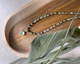 Savannah Breeze | African Turquoise & Prehnite Silver Beaded Necklace