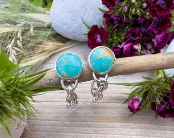 Royston Turquoise Studs in Sterling Silver - Unique Rockstar Anthem Earrings