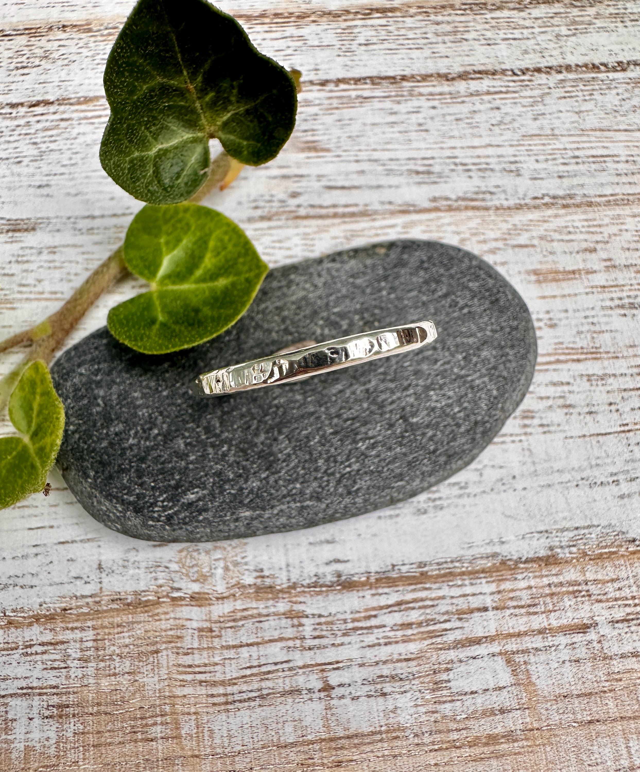 Handmade Hammered Sterling Silver Band Ring - Artisan Crafted - Etsy UK