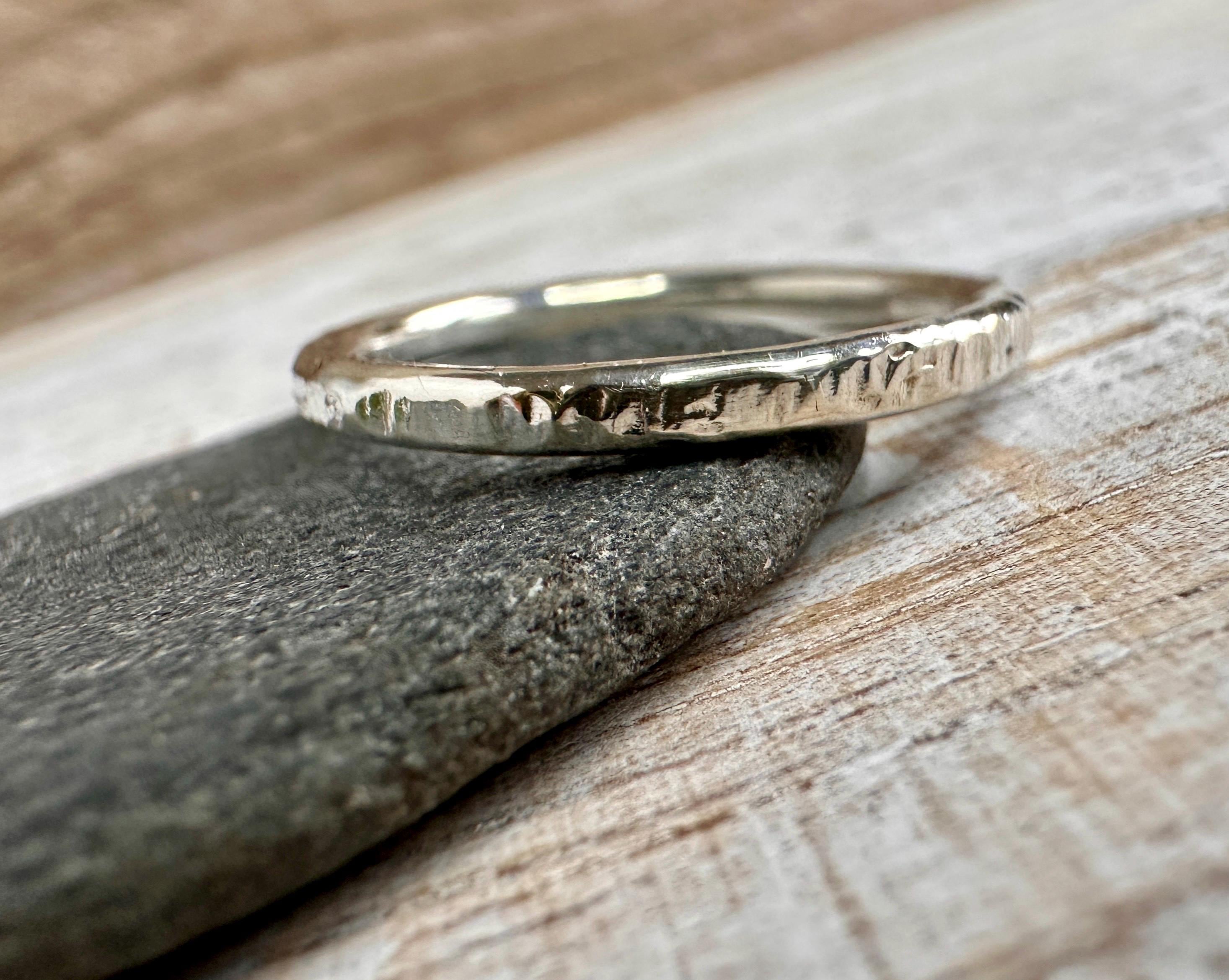 Handmade Hammered Sterling Silver Band Ring - Artisan Crafted - Etsy UK