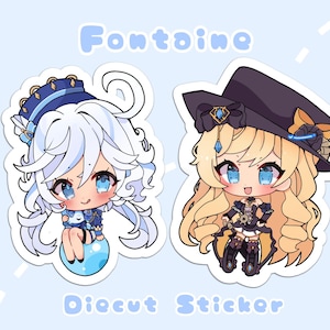 Fonatine kawaii stickers diecut anime genshin furina navia