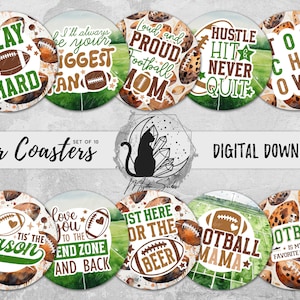 Football Car Coaster Png Bundle, Sports Coaster Designs, Retro Sublimation Graphics, Football Season Instant Download, Friday Night Lights