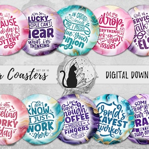 Office Car Coaster Png, Diseños divertidos de posavasos de trabajo, Gráfico de sublimación de trabajo sarcástico, Descarga instantánea, Paquete de posavasos de coche de regalo de compañero de trabajo