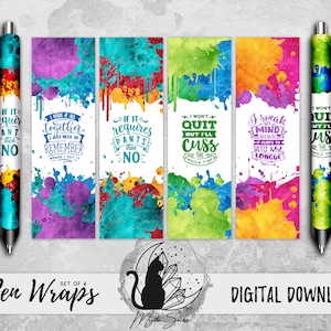 Sarcastic Pen Wrap Png Bundle, Funny Vinyl Pen Wrap Designs, Snarky Sublimation Graphic, Inkjoy Sassy Instant Download, Epoxy Pen Printable
