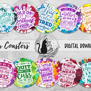 Funny Car Coaster Png Bundle, Sarcastic Coaster Designs, Sassy Sublimation Graphics, Sarcasm Instant Download, Snarky Printable Graphics