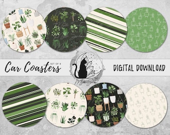 Plant Lover Car Coaster Png Bundle, Plant Mama Coaster Designs, Garden Sublimation Graphics, Plant Dad Téléchargement instantané, Graphiques imprimables