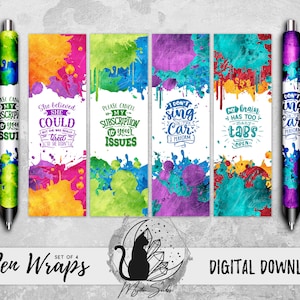 Sarcastic Pen Wrap Png Bundle, Funny Vinyl Pen Wrap Designs, Snarky Sublimation Graphic, Inkjoy Sassy Instant Download, Epoxy Pen Printable