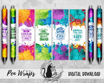 Sarcastic Pen Wrap Png Bundle, Funny Vinyl Pen Wrap Designs, Snarky Sublimation Graphic, Inkjoy Sassy Instant Download, Epoxy Pen Printable
