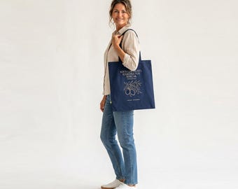 Organic cotton tote bag "I'm just cooling off" - Elegant tote bag made of organic cotton with lemon illustration by Mila Voss