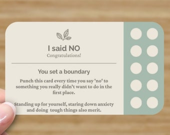 Saying No to Things Punch Card COCKTAIL Pack of 5 Motivational Loyalty  Reward Card Self Care Stationery Proceeds Donated to Charity 