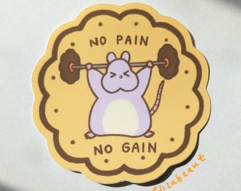 Spirited Away Cookie Lifting Mouse 'No Pain No Gain' Vinyl Sticker