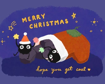 Soot Sprite Chistmas Postcard Spirited Away Inspired