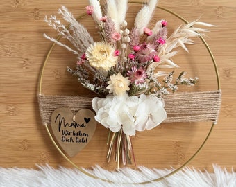 Dried flower wreath for mom, Mother's Day wreath, window wreath, door wreath, personalized