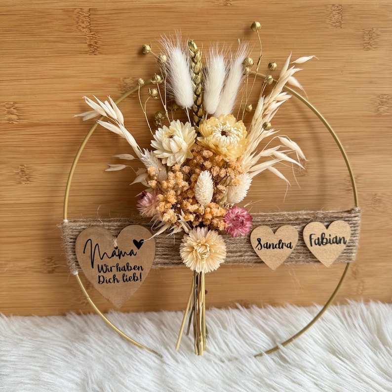 Trockenblumenkranz Mama, Geschenke für Mama, Mutter, mit Namen, Personalisiert, Schöner Kranz Bild 8