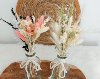 Trockenblumenstrauß mit Vase, Geschenk zum Muttertag, Mama Geschenk, Tischdeko, Hochzeit Deko, Dekoration