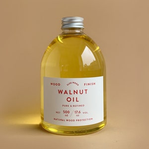 Refined Walnut Oil Wood Finish / Oil Painting | Natural Wood Sealant - 100% Pure, Clear & Odourless, Food-safe , Child-safe, Cosmetic Grade