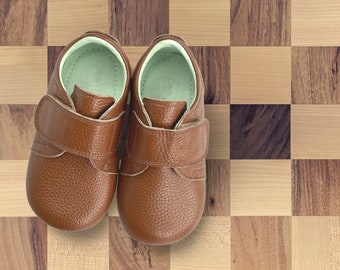 Poco Nido Barefoot Toddler Shoes | Tan Hook And Loop Strap Shoes | Mighty Shoes, Size Eur 22. Infant uk 5 | Leather Shoes