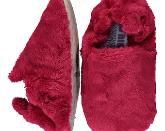 Poco Nido Red Fluffy Mini Shoes Eur 18 / zapatos de bebé con suela vegana / zapatillas para niños pequeños / aptos para pies descalzos / lavables