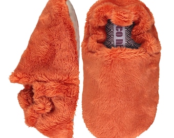 Poco Nido - Zapatillas naranjas esponjosas (18 €) / Zapatillas de bebé con suela vegana / Zapatillas para niños pequeños / Aptas para pies descalzos / Lavables