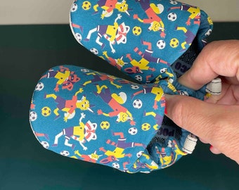 Teal Blue Football Mini Shoes Age 6-12 M | soft soled baby shoes | baby slippers | pre-walking shoes | first walking shoes | baby moccasins