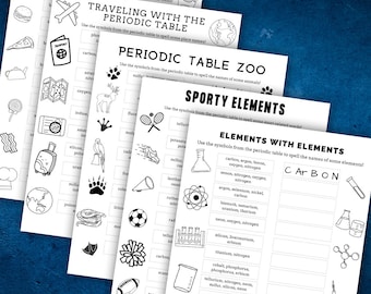 Chemistry Spell With Elements of the Periodic Table Worksheets Bundle of 5 Science Middle School High School Review Element Symbols