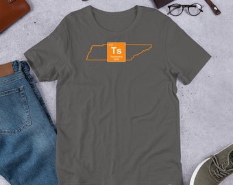 Tennessine Element Shirt, Orange, Tennessee State Outline, Chemistry, Periodic Table
