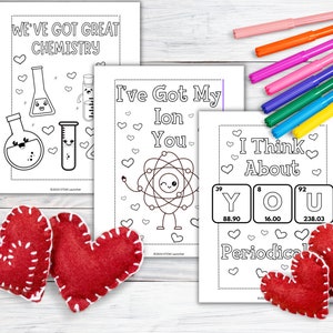 Química de San Valentín, ciencia nerd, química, hojas para colorear imprimibles para niños, sin preparación, educación en el hogar, escuela secundaria, secundaria, juegos de palabras de química