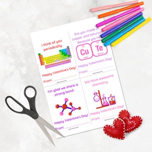 Imprimibles Ciencia Química Puns San Valentín