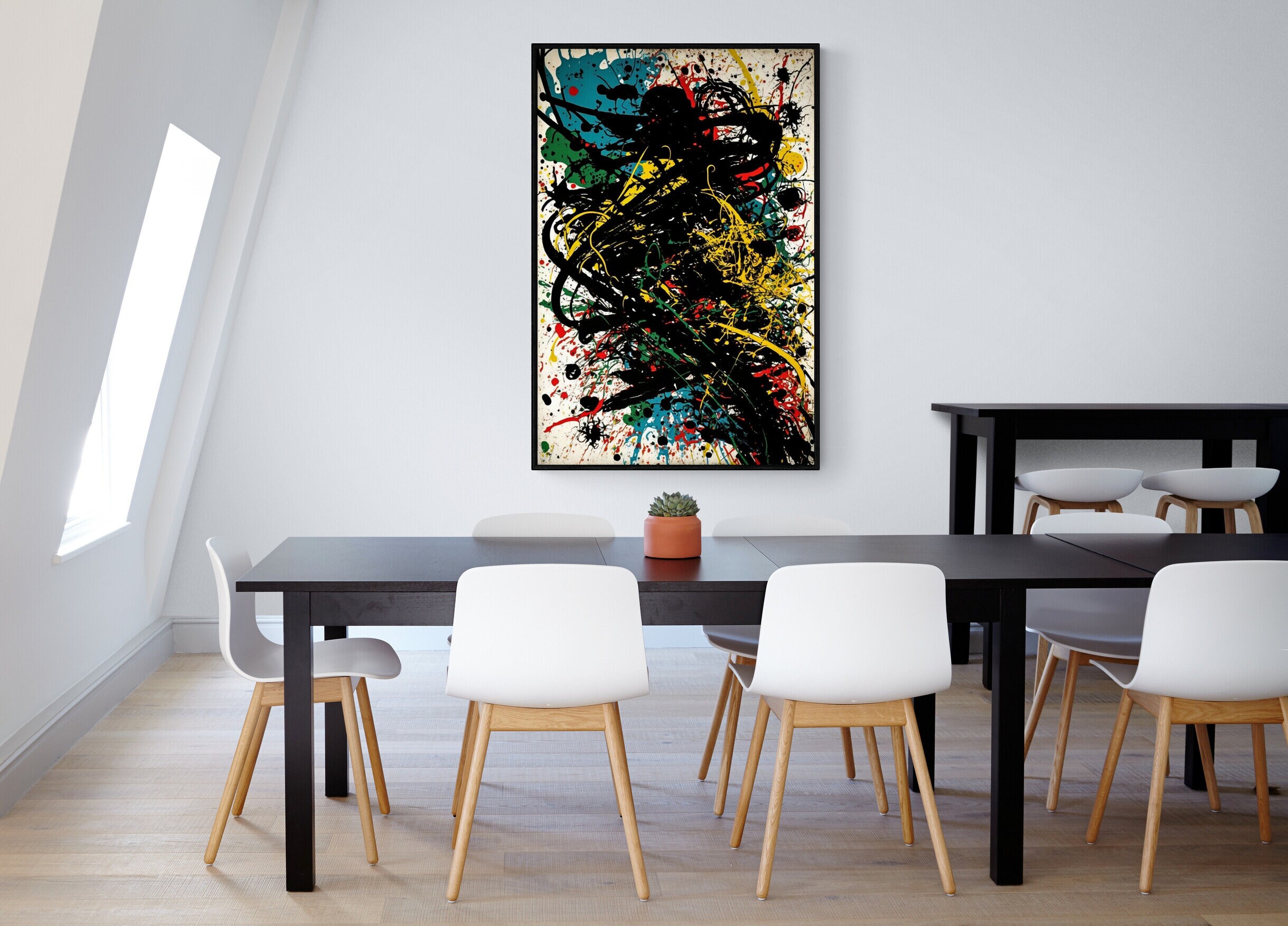 HOLEILUCK Abstract kunstwerk, vrije vorm van Jackson Pollock, canvas prints, schilderij, moderne kunst, afbeelding voor muur, huisdecoratie, 60 x 80