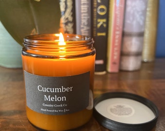 Cucumber Melon - Soy Candle - Amber Jar - Country Creek Co