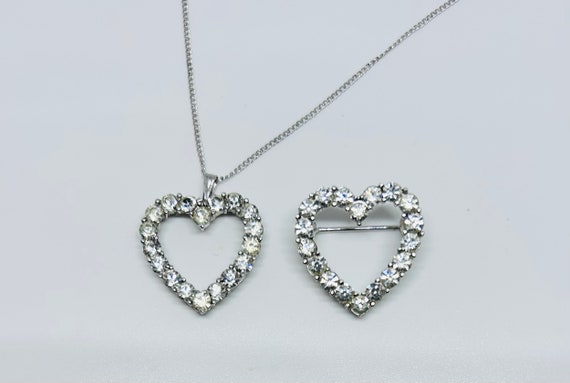 Trifari Set: Rhinestone Heart - image 1