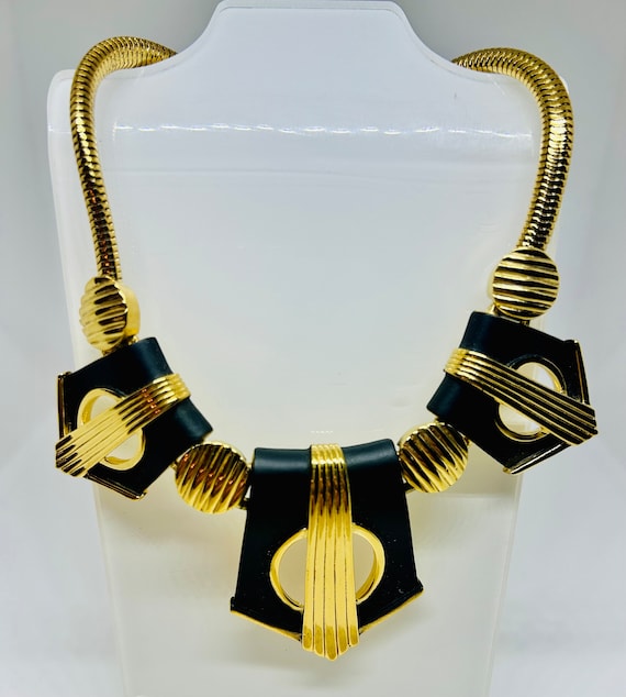 Trifari Necklace: Gold and Black - image 1