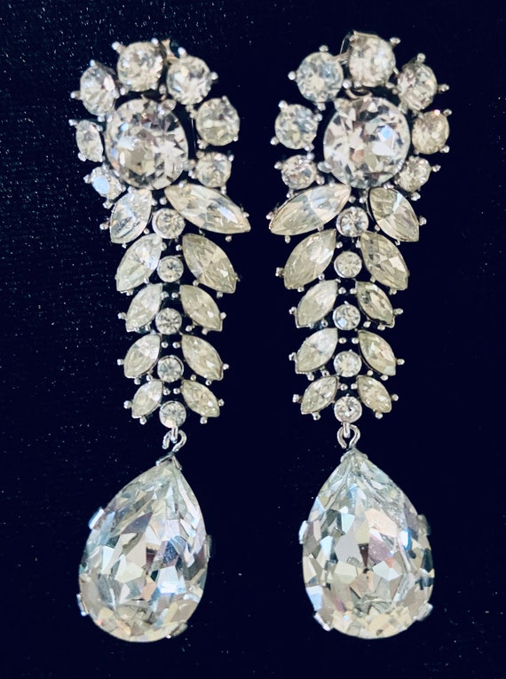 Trifari Earrings: Swarovski Crystal Dangles