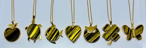 Trifari Necklace Group: Gold Plated Tiger Eye - image 2