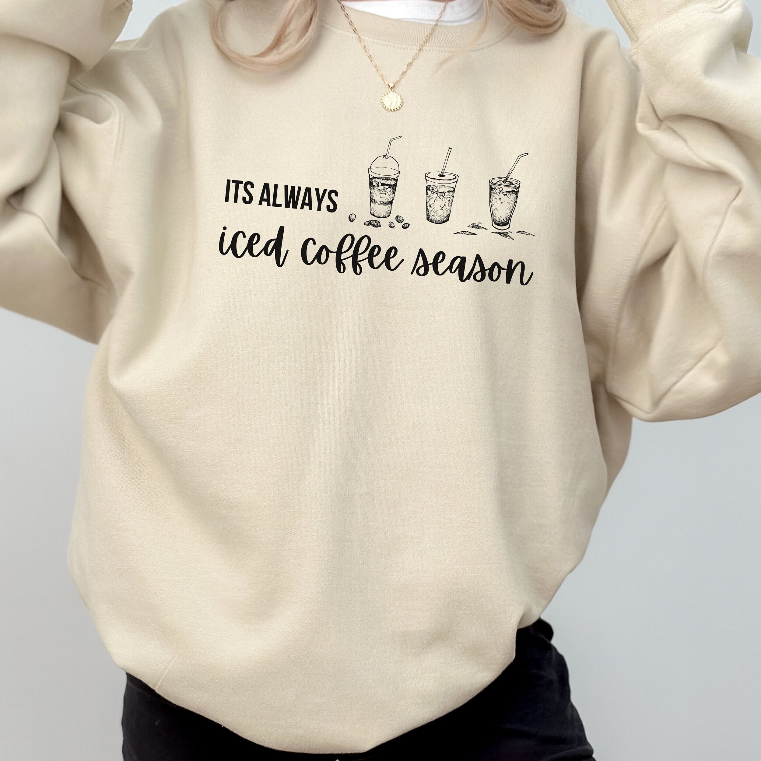 Iced Coffee Is Essential- Retro Hoodie Unisex L / White