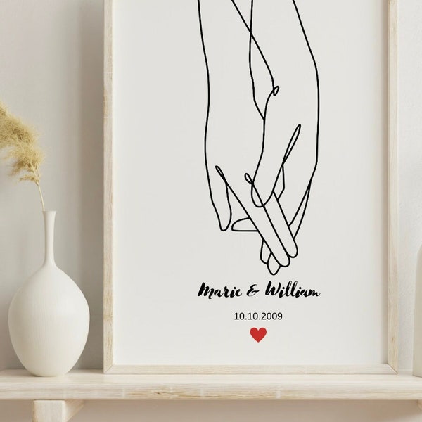 Affiche numérique couple avec date  | Style intérieur | décoration idéale pour la maison ou impression cadeau