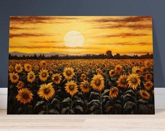 Sunflower Field Canvas Print: Botanical Landscape Wall Art