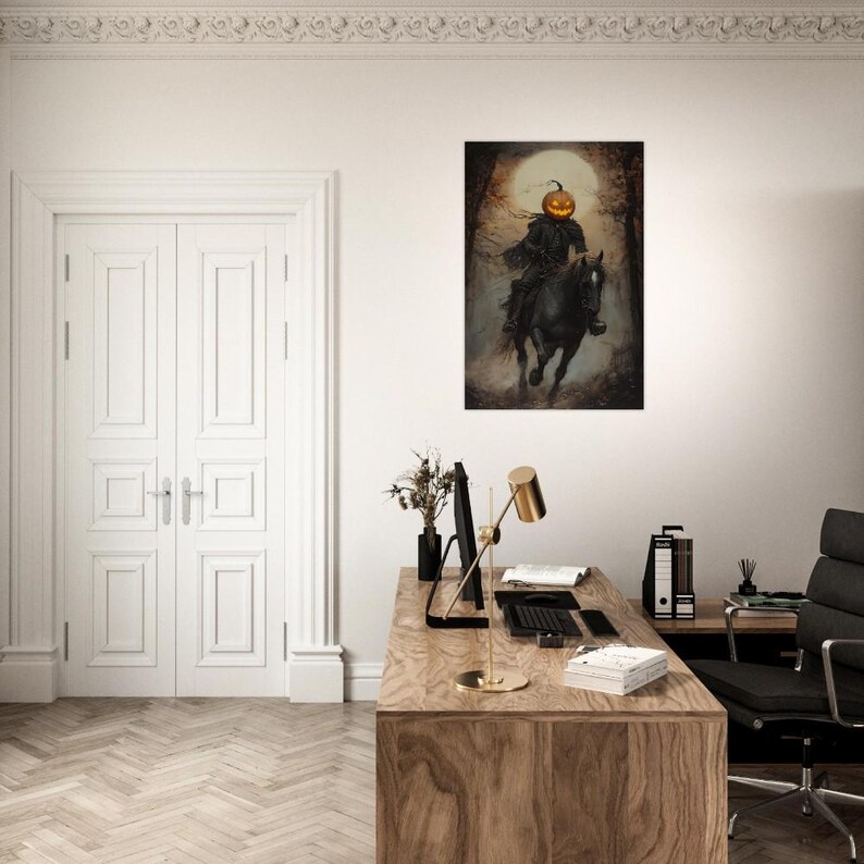 Headless Horseman Pumpkin Rider Poster | Gothic Halloween Decor | Dark ...