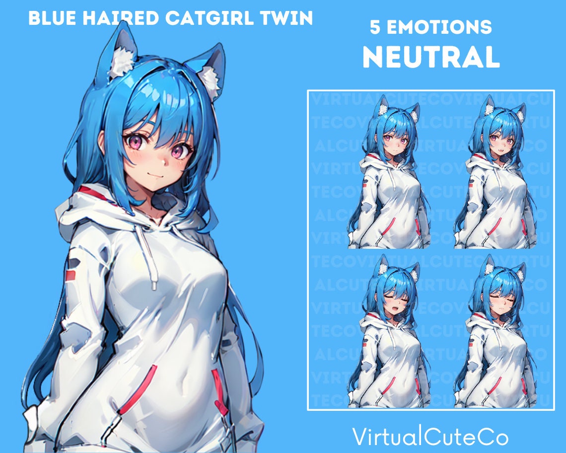 Blue haired catgirl