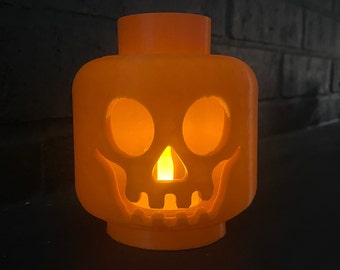 Giant Brick Jack o Lantern Pumpkin Halloween Decoration Electric Tealight