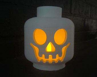 Giant Brick Jack o Lantern Pumpkin Skull Halloween Decoration Electric Tealight
