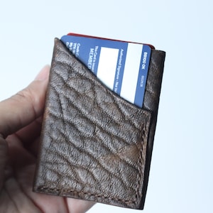 Handgefertigte Bison Leder Geldbörse, Minimalistische Geldbörse