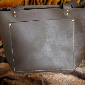 Brown Full Grain Leather Tote Shoulder Bag