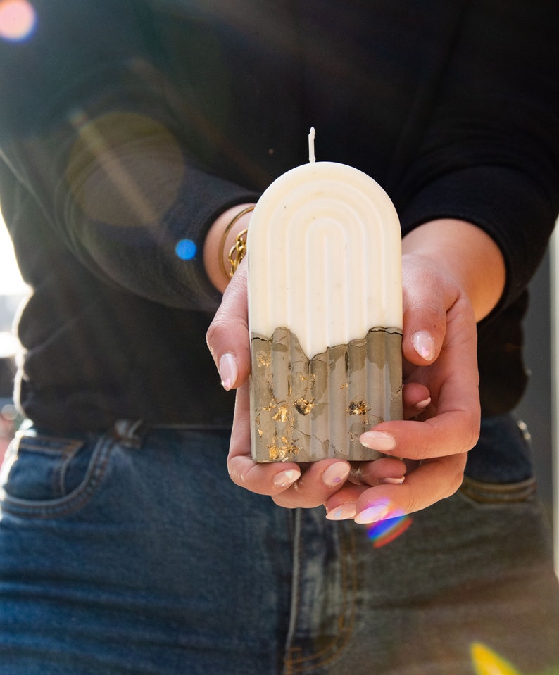 Ark Scented Candle With Raw Concrete and Gold Leaf Etsy