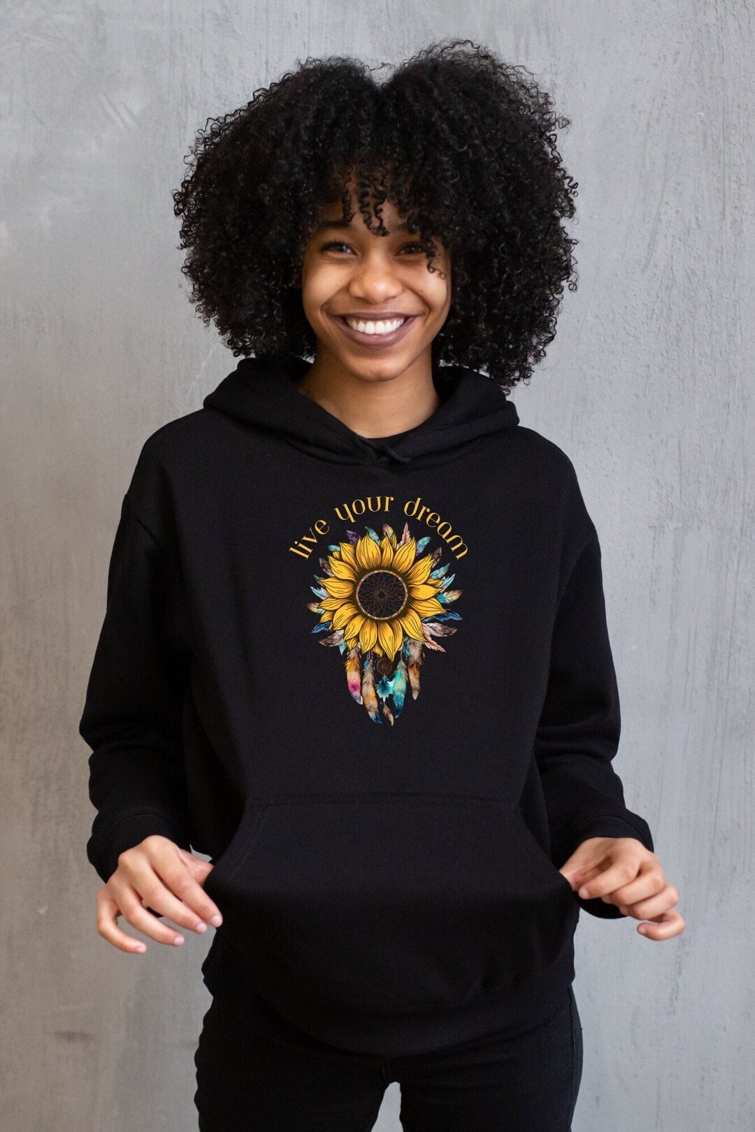 Live Your Dream Hoodie Dream Catcher Sweatshirt Sunflower Etsy