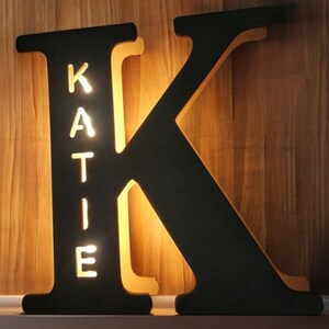 Personalized Wooden Letter Lamp Custom Name Alphabet Night image 6