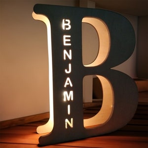 Personalized Wooden Letter Lamp Custom Name Alphabet Night image 4