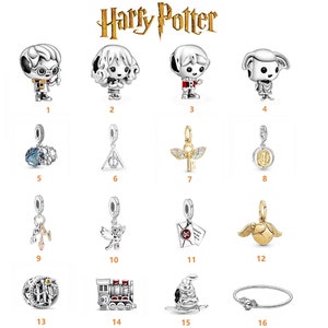 HP 925 Sterling Silver Charms For Bracelet, S925 Silver, Movie Charm, Hp Gift Charm, Halloween, Christmas Gift