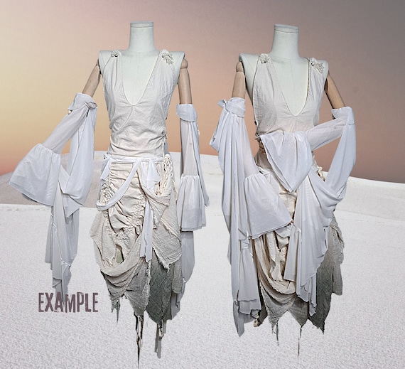 Custom Designed Dress-Avant Garde-Wasteland-Apocalyptic-Dystopia-Bridal Prom Mini Midi High-Low-Tattered-Upcycle Deconstructed Sustainable